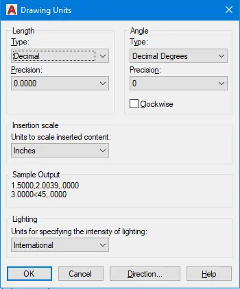 units dialog box mechanical