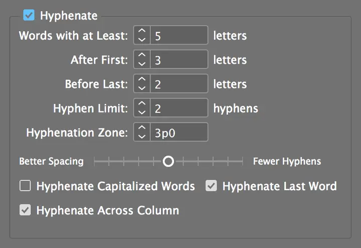 hyphenation setting big book