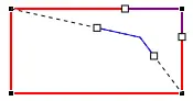 Excel shape being edited with the top-right point dragged down and to the left