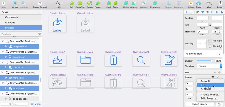 preview exporting assets for iOS apps