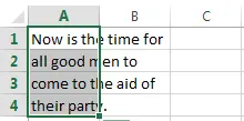 Excel Justify Command example showing selected just columns a and b and reissued the same command