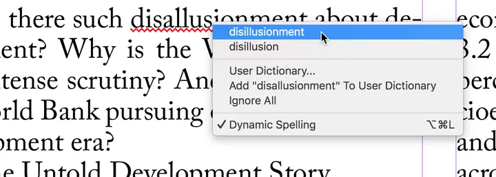 check spelling inline correction