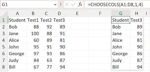 Excel data rearrangement with new functions - step 5