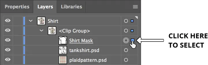 shirt select using layers
