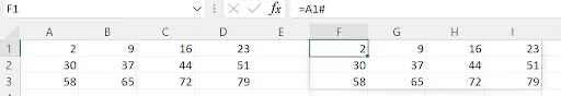 Excel dynamic array spill range referenced with the # operator