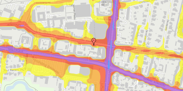 Trafikstøjkort på Howitzvej 7, 4. , 2000 Frederiksberg