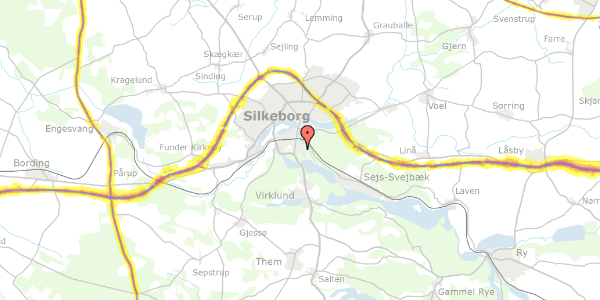 Trafikstøjkort på Sanatorievej 50, 1. 3, 8600 Silkeborg