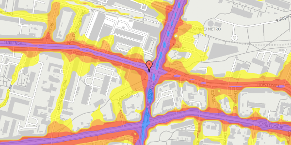 Trafikstøjkort på Finsensvej 1, 2000 Frederiksberg