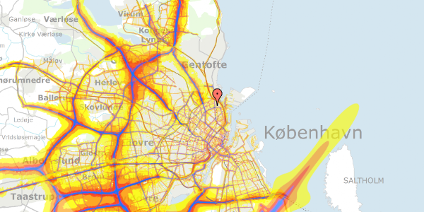 Trafikstøjkort på Masnedøgade 20, 1. , 2100 København Ø