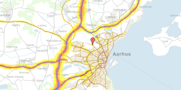 Trafikstøjkort på Haveforeningen Marienlyst 4, 8200 Aarhus N