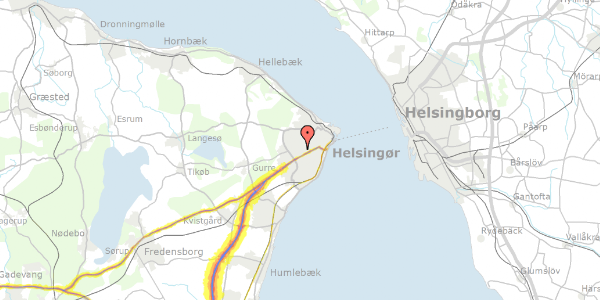 Trafikstøjkort på Lathyrusvej 33, 3000 Helsingør