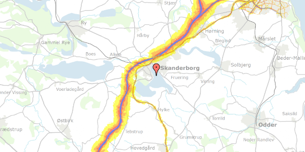 Trafikstøjkort på Borgergade 13B, 8660 Skanderborg