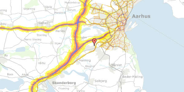 Trafikstøjkort på Skovvænget 41, 8361 Hasselager