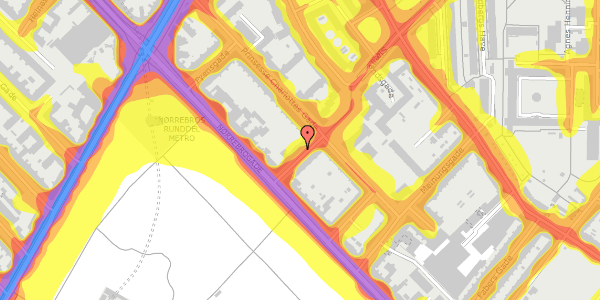 Trafikstøjkort på Sjællandsgade 5, 1. 2, 2200 København N