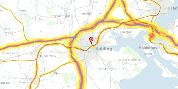 Trafikstøjkort på Sygehusvej 16, 6000 Kolding