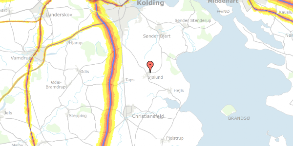 Trafikstøjkort på Skamlingvejen 180D, 6093 Sjølund