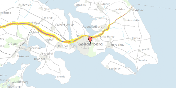 Trafikstøjkort på Stendansvej 7, 6400 Sønderborg