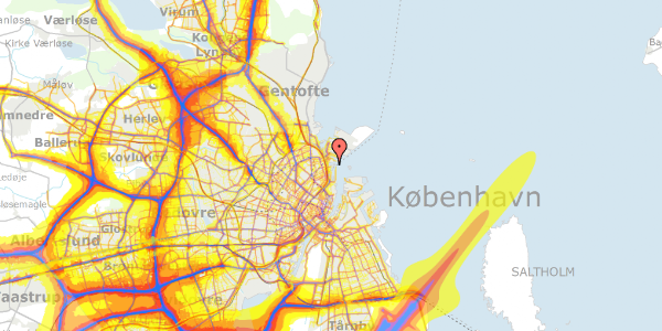 Trafikstøjkort på Marmorvej 39, 3. tv, 2100 København Ø