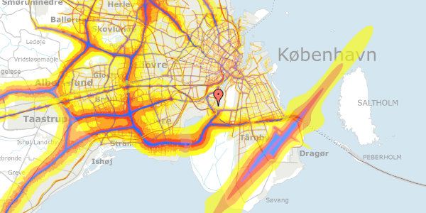 Trafikstøjkort på Lone Kellermanns Vej 3, st. tv, 2450 København SV