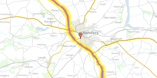 Trafikstøjkort på Kærgade 98C, 8940 Randers SV