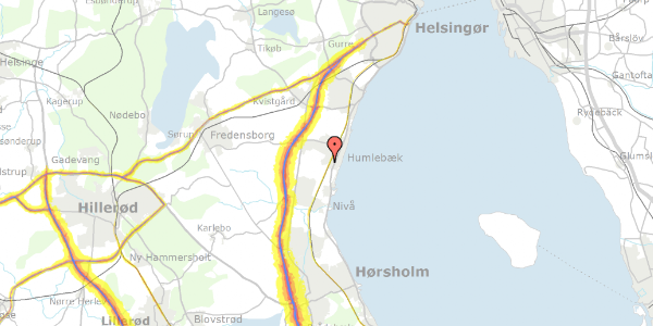 Trafikstøjkort på Daugløkke Ege 35, 3050 Humlebæk