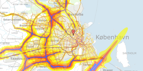 Trafikstøjkort på Krogerupgade 3, 2200 København N