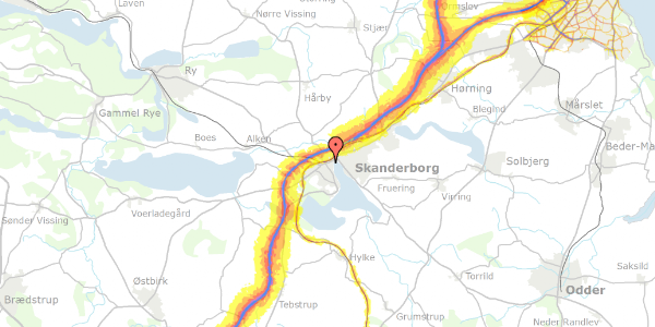 Trafikstøjkort på Krøyer Kielbergs Vej 3, 8660 Skanderborg