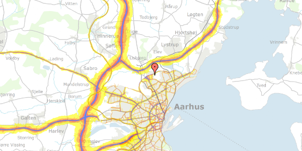 Trafikstøjkort på Johann Gutenbergs Vej 11, 8200 Aarhus N