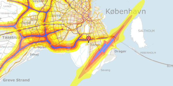 Trafikstøjkort på Robert Jacobsens Vej 28, 2. 1, 2300 København S