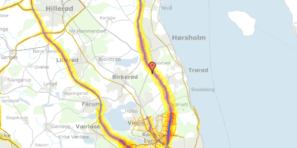 Trafikstøjkort på Gøngehusvej 282, 2970 Hørsholm