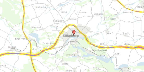 Trafikstøjkort på Plantagevej 20, 8600 Silkeborg