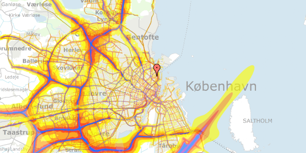 Trafikstøjkort på Rosenvængets Allé 20A, 2. th, 2100 København Ø