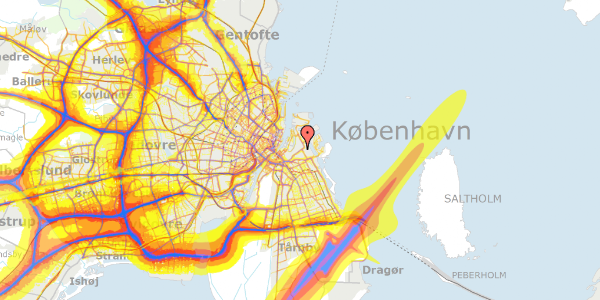 Trafikstøjkort på Kløvermarksvej 629, 2300 København S