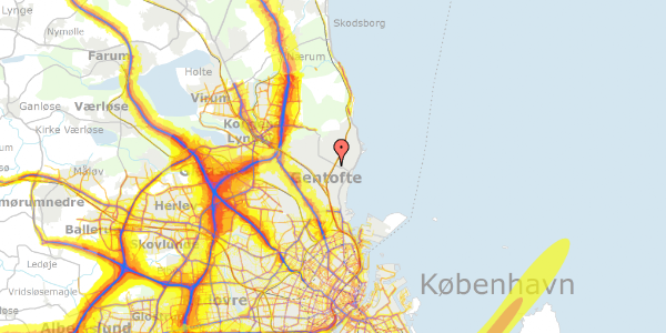 Trafikstøjkort på Rådhusvej 13, 1. th, 2920 Charlottenlund