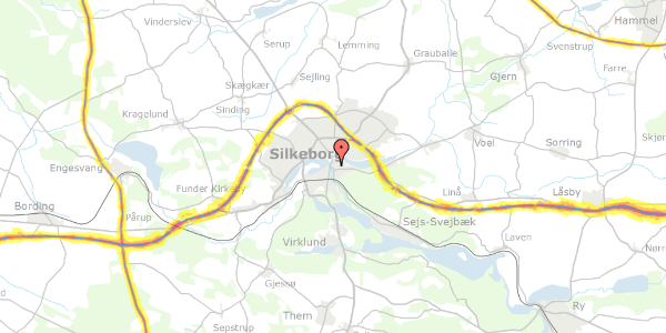 Trafikstøjkort på Papirfabrikken 76E, 1. th, 8600 Silkeborg