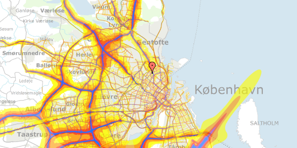 Trafikstøjkort på Vermundsgade 40A, 4. , 2100 København Ø