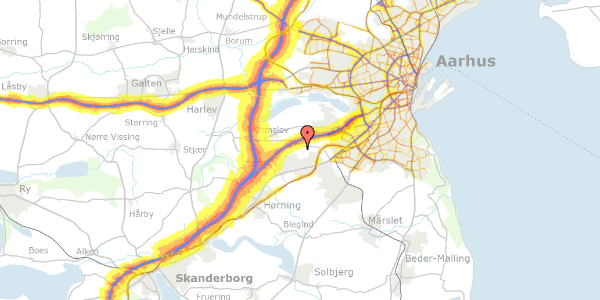 Trafikstøjkort på Kildeagervænget 190, 8361 Hasselager