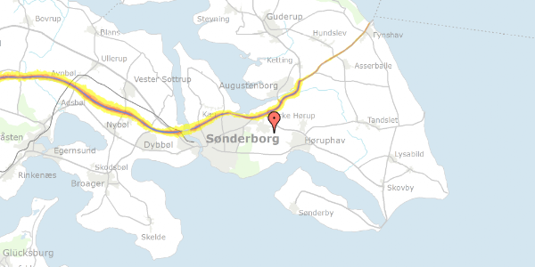 Trafikstøjkort på Svanemosevej 9, 6400 Sønderborg