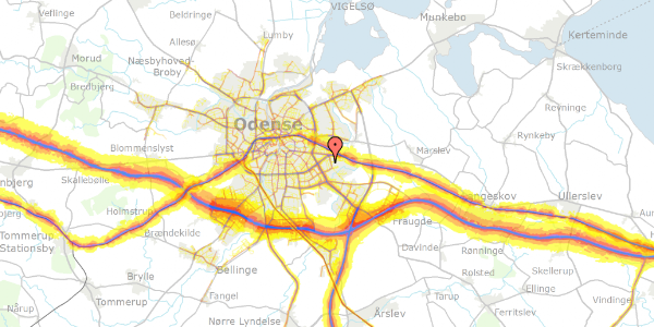 Trafikstøjkort på Peder Skrams Vej 8, 5220 Odense SØ