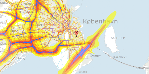 Trafikstøjkort på Radisevej 6, 1. 6, 2300 København S