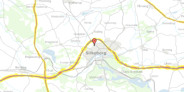 Trafikstøjkort på Villekullavej 34, 8600 Silkeborg