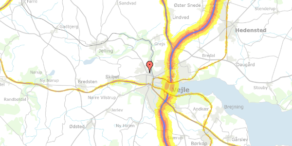 Trafikstøjkort på Gl Jellingvej 25A, 7100 Vejle