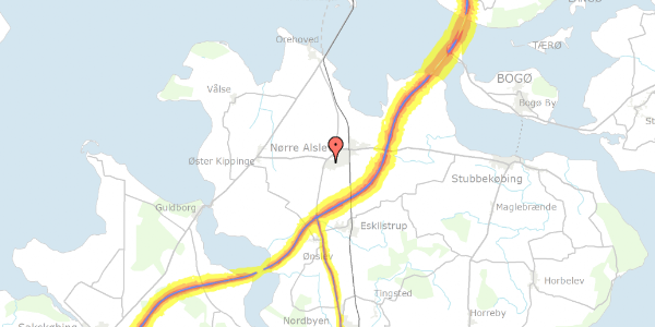 Trafikstøjkort på Ensianvænget 4, 4840 Nørre Alslev