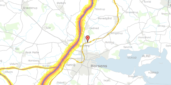 Trafikstøjkort på Egebjergvej 103, 8700 Horsens