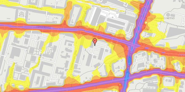 Trafikstøjkort på Finsensvej 13A, 2000 Frederiksberg