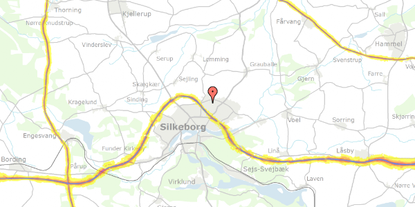 Trafikstøjkort på Bohrsvej 5, 8600 Silkeborg