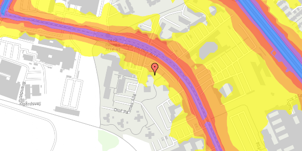 Trafikstøjkort på Olof Palmes Allé 27B, 1. tv, 8200 Aarhus N