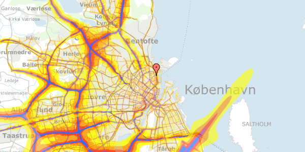 Trafikstøjkort på Gammel Kalkbrænderi Vej 9, 2100 København Ø