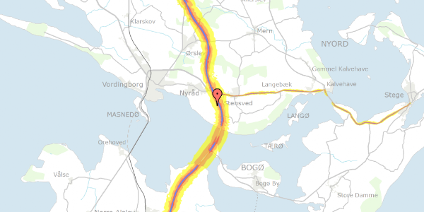 Trafikstøjkort på Bakkebøllevej 108, 4760 Vordingborg