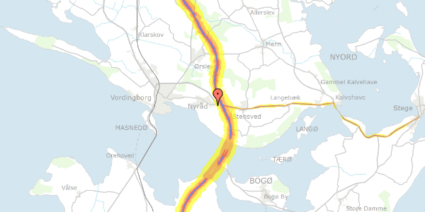 Trafikstøjkort på Hjortholmsvej 7, 4760 Vordingborg